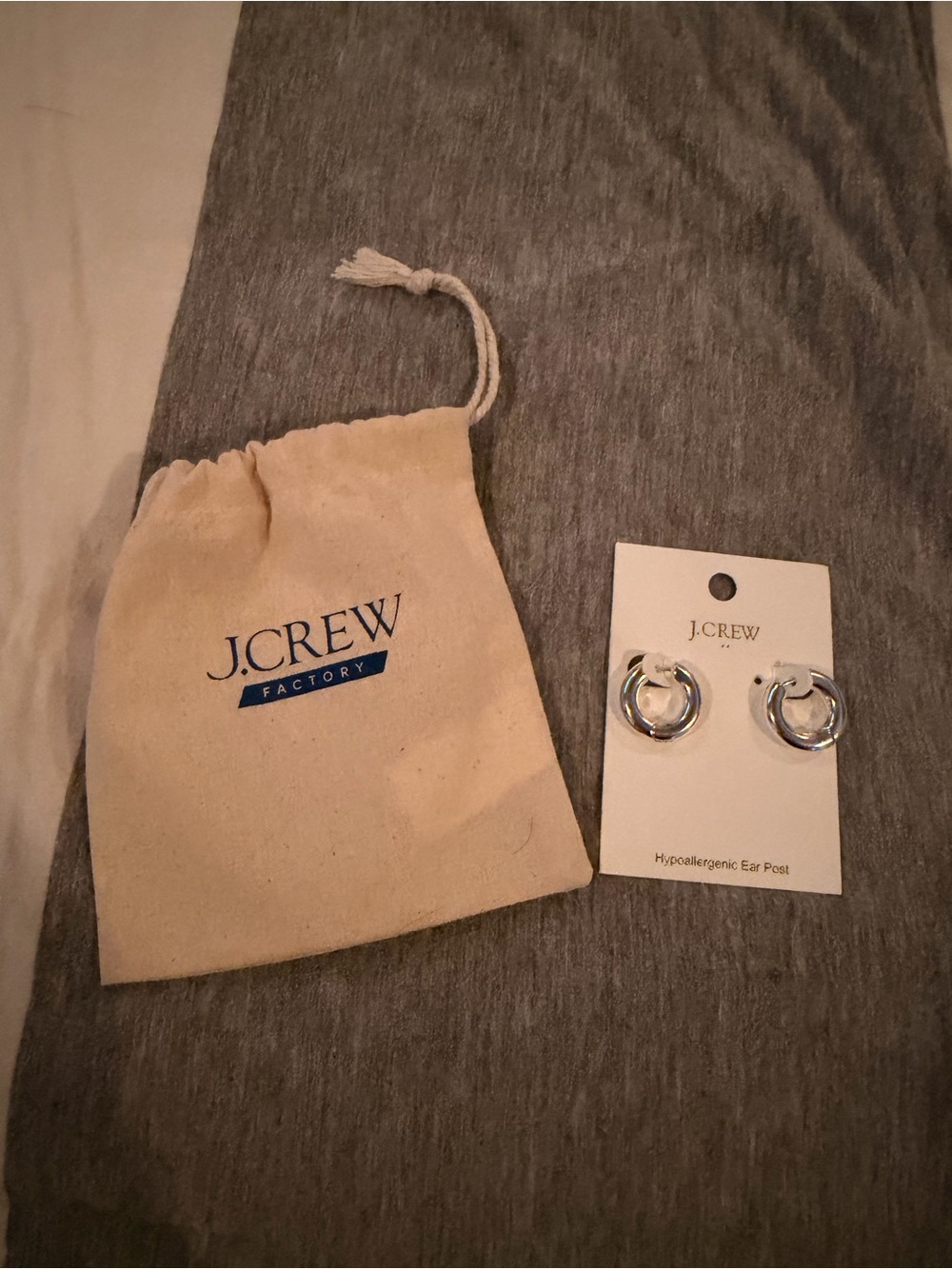 J. Crew Silver Polished Double Hoop Earrings